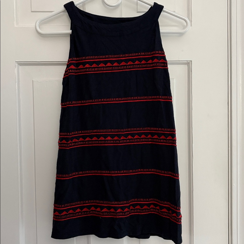 J. Jill Dark Blue Tank Top Embroidered XS